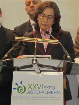 Aguilar durante su intervención en la inauguración de la XXVI Expo Agro Almería