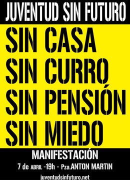 Cartel de Juventud SIN Futuro contra recortes sociales del Gobierno