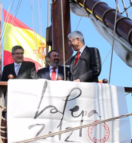 Pizarro, Almagro y Gómez Periñán en el barco 'La Pepa'