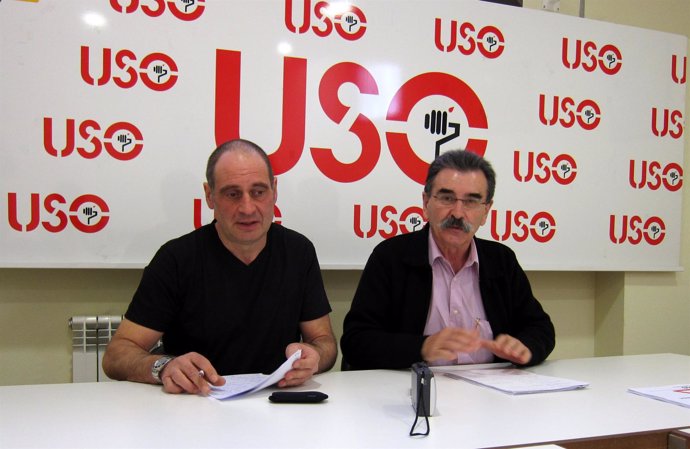 Javier Martínez junto con el secretario confederal de Acción Sindical de USO, Pe
