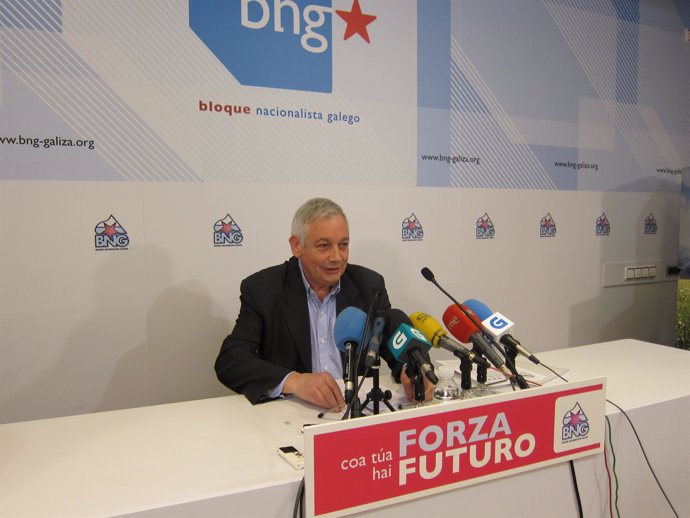 Guillerme Vázquez, portavoz nacional del BNG, en la rueda de prensa de este juev