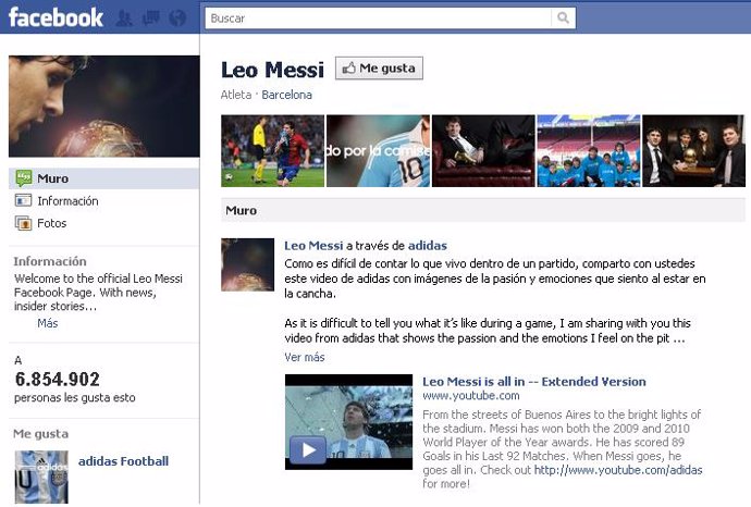 Página de Messi en Facebook  desde Facebook 