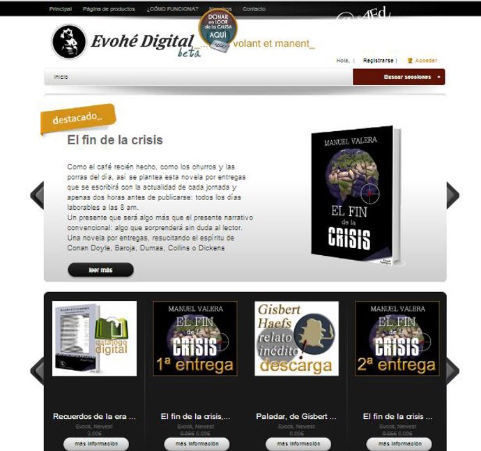 Captura de la página web www.evohedigital.com