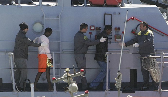 Inmigrantes en Lampedusa, Italia