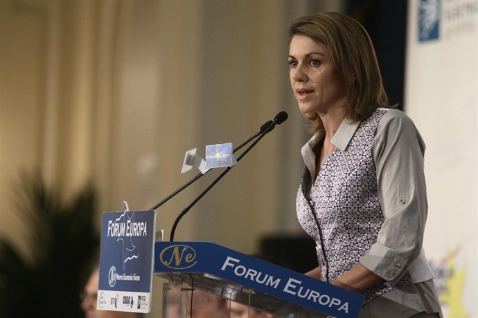 Imagen de Cospedal en un desayuno informativo