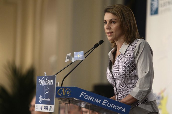 Imagen de Cospedal en un desayuno informativo