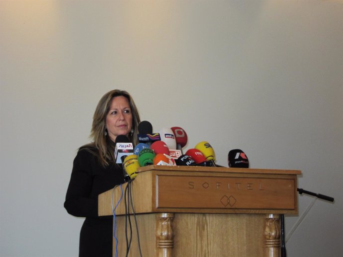 Trinidad Jiménez, durante la rueda de prensa en El Cairo