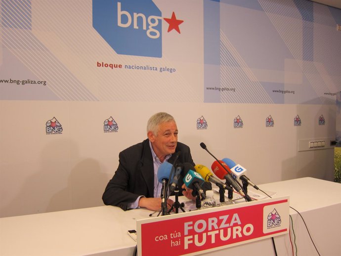Guillerme Vázquez, portavoz nacional del BNG, durante la rueda de prensa en la s