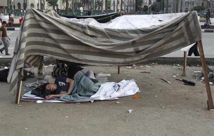 Protestas en la plaza Tahrir, en Egipto