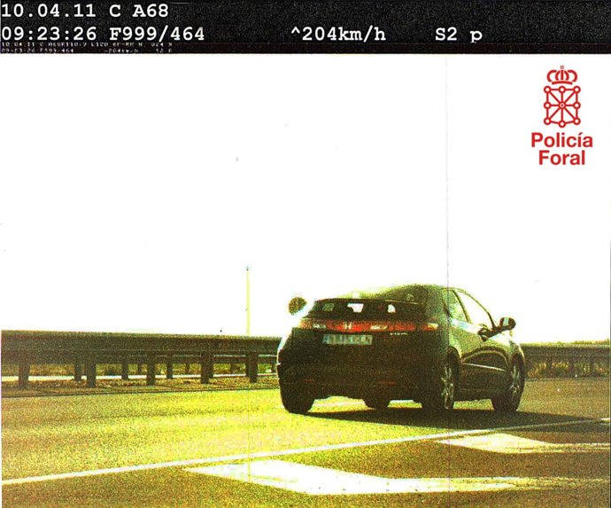 Imagen de radar en la que se aprecia la velocidad a la que circulaba la imputada