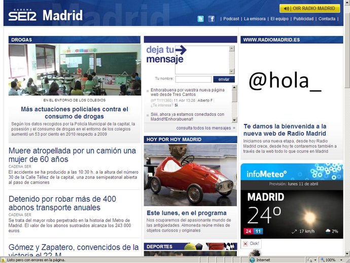 La nueva página de Radiomadrid