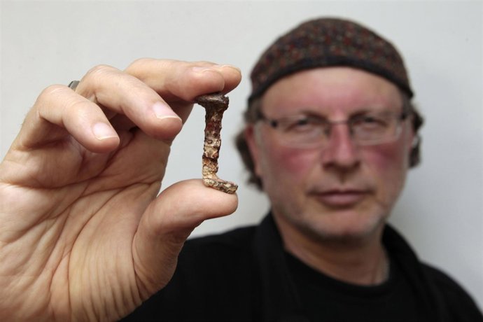 Veteran Investigator Simcha Jacobovici Holds One Of The Two Nails Presented In H