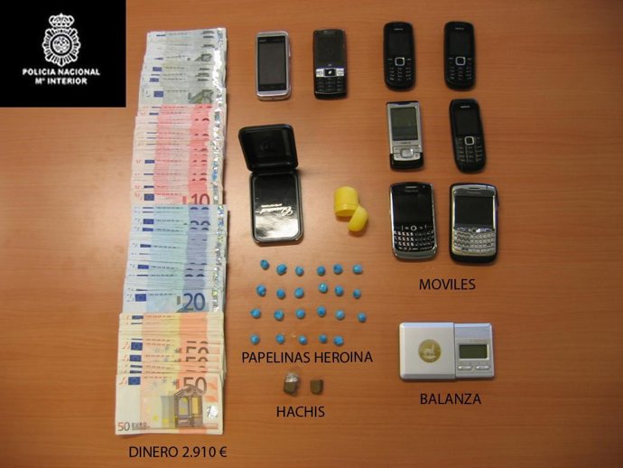 objetos intervenidos en la operación