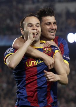 Iniesta y David Villa del Barça 