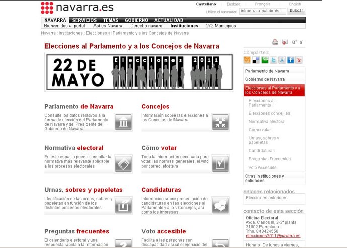 Enlace Con Información Electoral Habilitado Por El Gobierno De Navarra. 