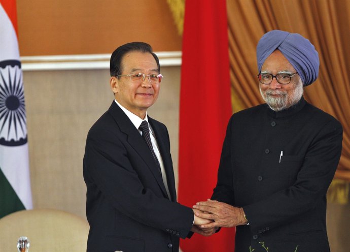 Wen Jiabao Primer Ministro Chino Y Manmohan Singh, Primer Ministro Indio