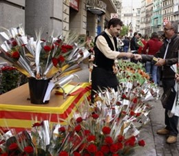 Una Parada De Sant Jordi En La Rambla