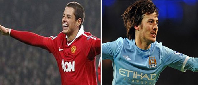 Montaje Manchester United- Manchester City David Silva Chicharito Hernández