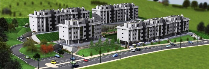 Vista de las viviendas sorteadas en Medio Cudeyo