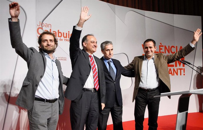 Jáuregui, Junto A Alarte, Calabuig Y Broseta En Un Mitin