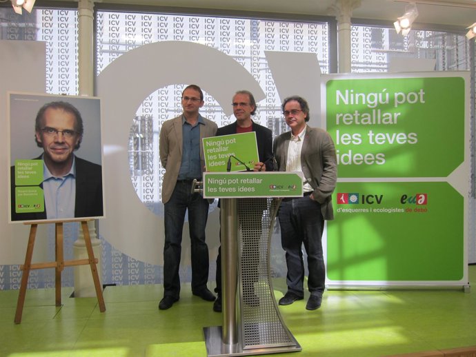 Joan Herrera, Jordi Miralles Y Ricard Gomà En La Presentación Del Nuevo Lema