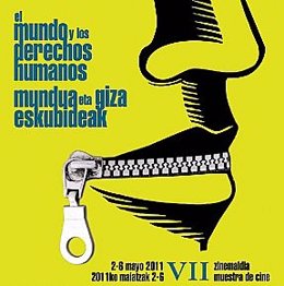 Cartel De La VII Muestra De Cine El Mundo Y Los Derechos Humanos.