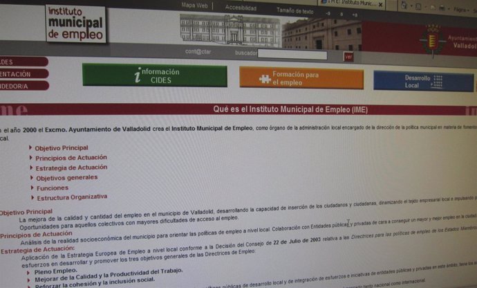 Página Web Del Instituto Municipal De Empleo De Valladolid.