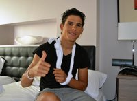 Ciclismo.- Andrey Amador (Team Movistar) se fractura la clavícula en la Vuelta a Asturias y no llegará al Giro