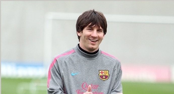 Leo Messi durante el entrenamiento