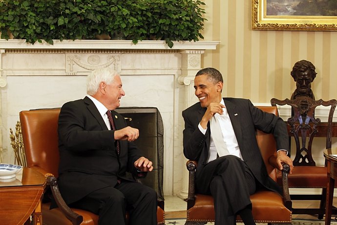 Los Presidentes De Panamá, Ricardo Martinelli, Y De EEUU, Barack Obama.