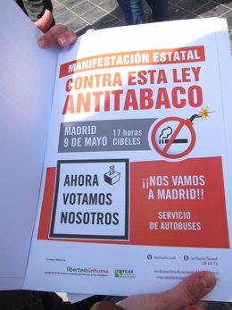 Cartel De La Manifestación Contra La Ley Antitabaco En Madrid.