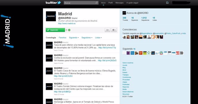 Perfil De Twitter Del Ayuntamiento De Madrid