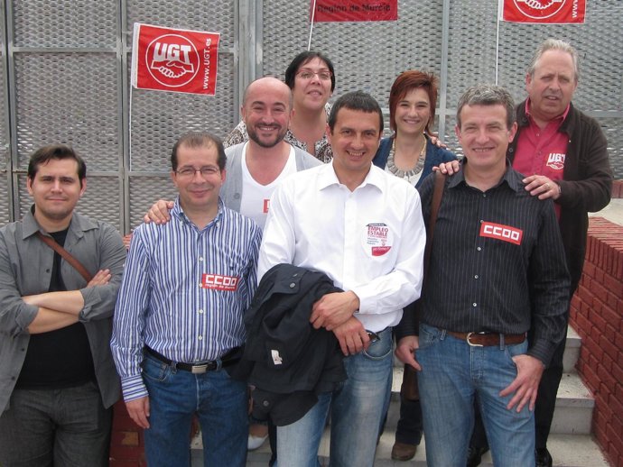 José Antonio Pujante Junto A Los Secretarios Generales De UGT  Y CCOO
