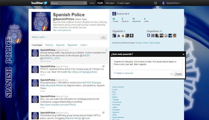 El Nuevo Perfil De La Policia Nacional En Twitter En Inglés