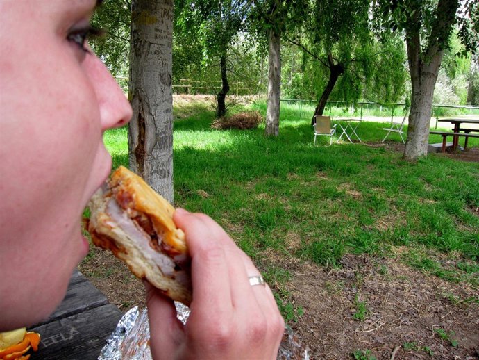 Una Joven Comiendo Hornazo