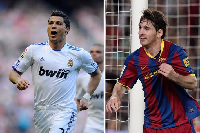Montaje Messi del FC Barcelona y Cristiano Ronaldo del Real Madrid 