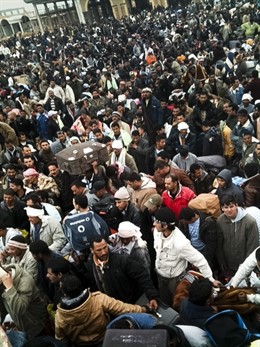 Refugiados de Libia en la frontera de Túnez