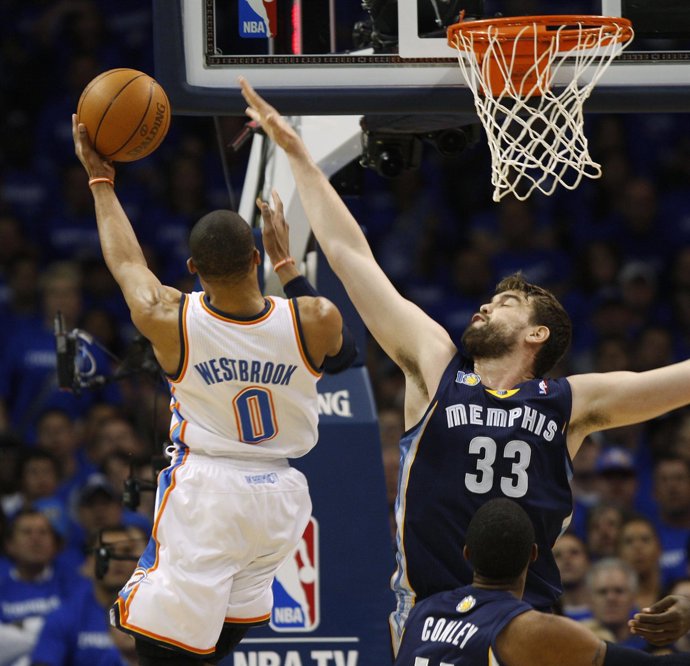 Marc Gasol Russell Westbrook Memphis Grizzlies Okalhoma City Thunder