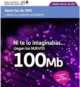 Campaña De 100 Megas Desde Facebook ONO 