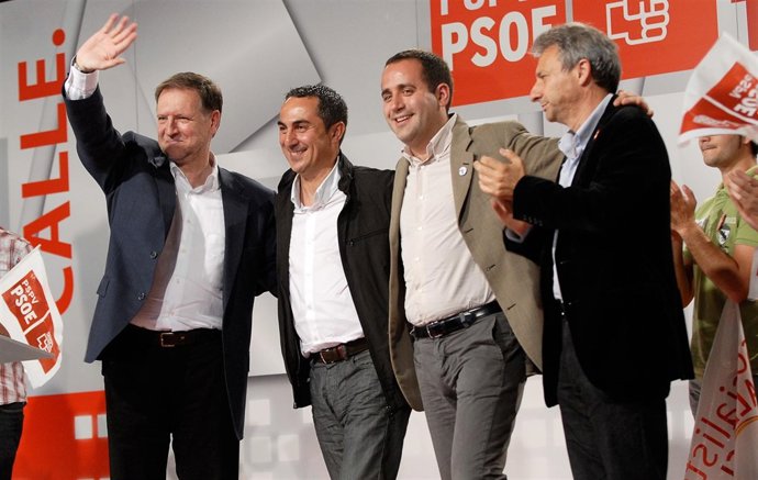 Jorge Alarte Y Marcelino Iglesias En El Mitin En Castellón