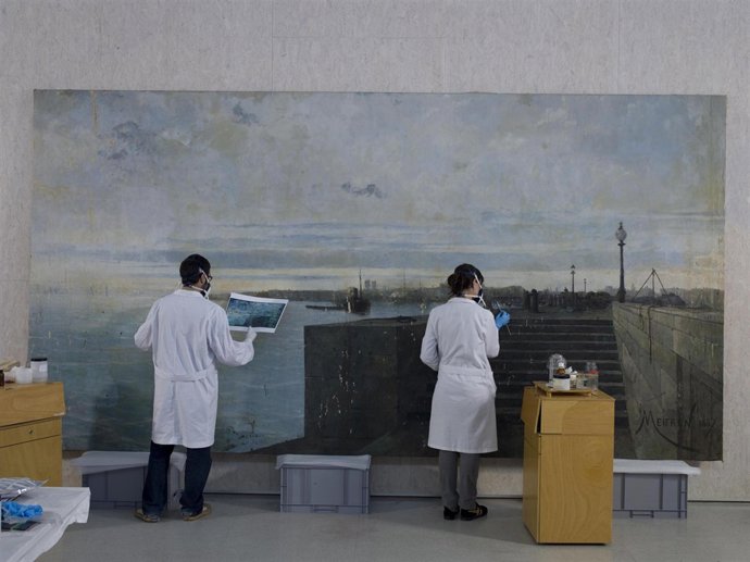 Restauración De La Obra 'El Port De Barcelona', De Eliseu Meifrèn