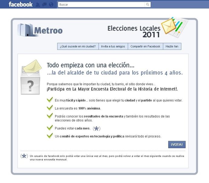 Aplicación Facebook Sondeo Elecciones
