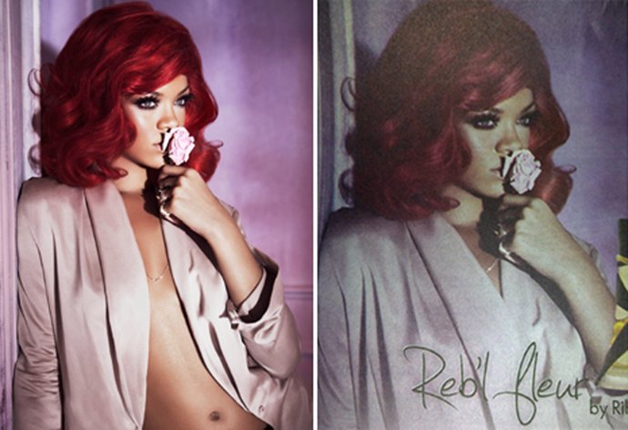 Rihanna En Anuncio De Su Nuevo Perfume, Retocada Con Photoshop