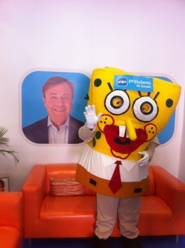 Bob Esponja En La Sede Del PP De Getafe