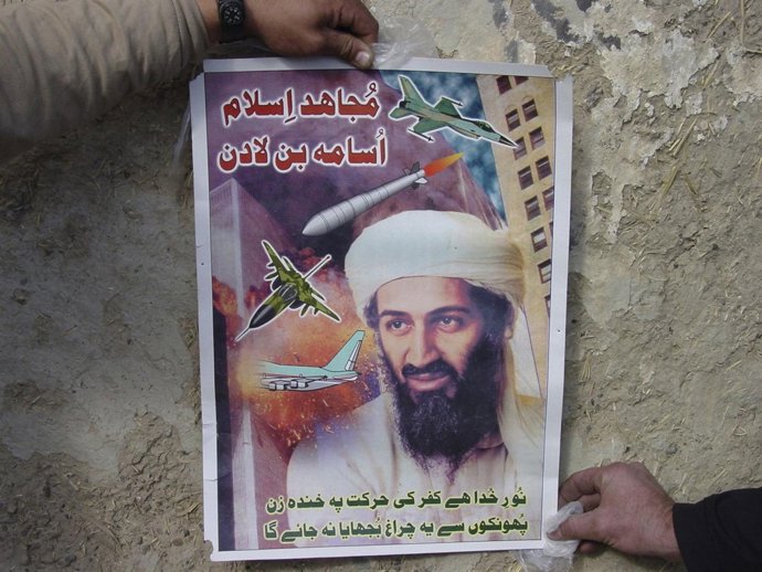 Cartel con la cara de  Osama Bin Laden