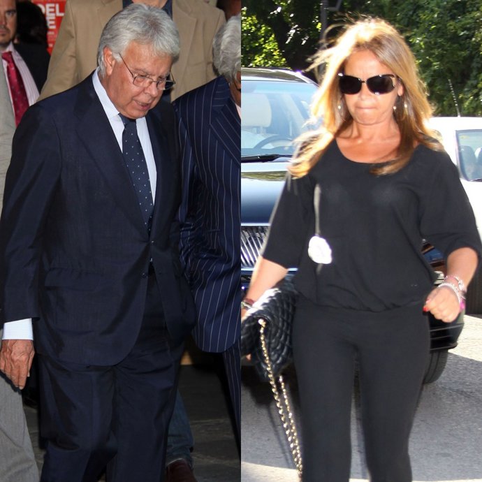 Montaje Felipe Gonzalez Y Su Novia Mar García Vaquero. Funeral De Su Padre