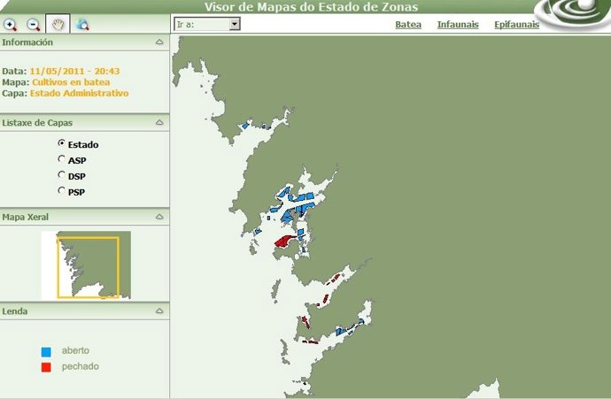 Mapa Del Estado De Las Bateas En La Comunidad