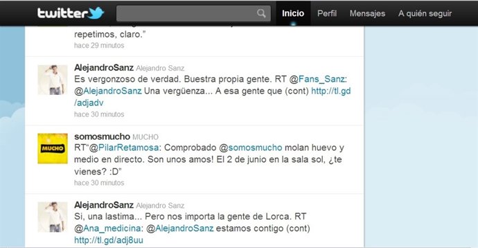 Captura De Uno De Los Tweets De Alejandro Sanz