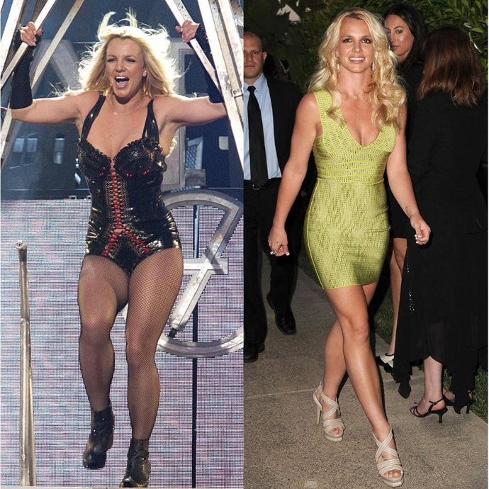 Montaje De Britney Spears, Antes Y Después De Perder Peso