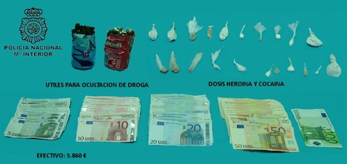 Material Intervenido A Los Detenidos En Narón (A Coruña) Por Tráfico De Drogas.